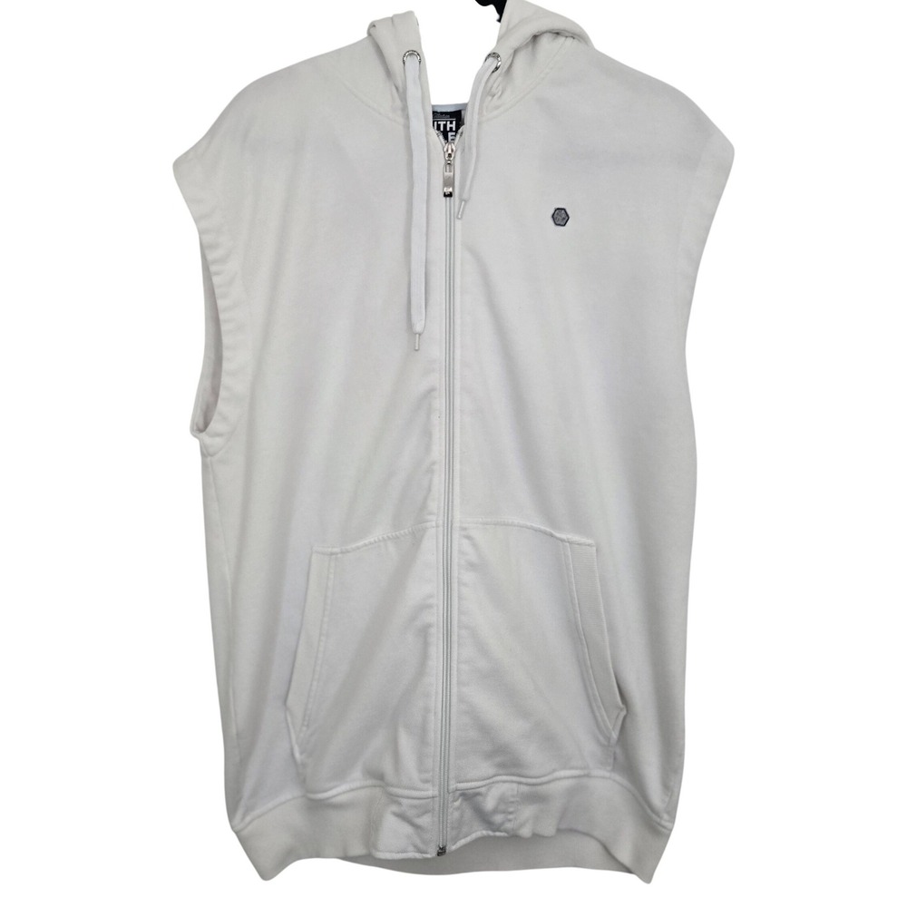 Southpole Sleeveless Hoodie Mens Medium White Full‎ Zip Vest Y2K Streetwear